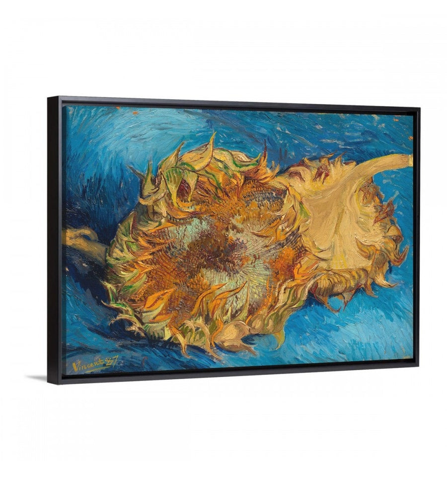 Cuadro girasoles de van gogh con marco flotante negro