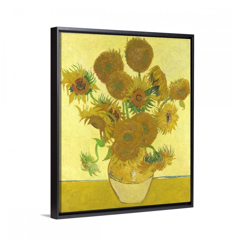 Cuadro los girasoles de van gogh con marco flotante negro enmarcado