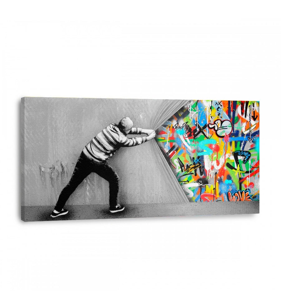 cuadro graffiti wall de banksy cuadro decorativo moderno