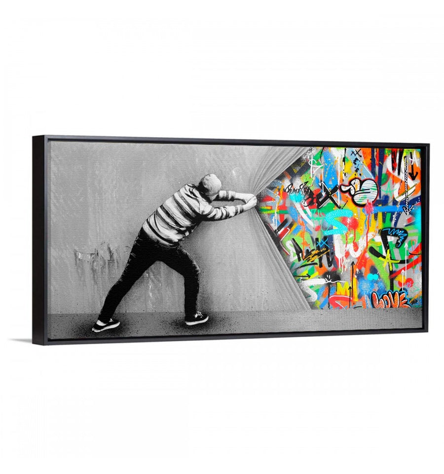 cuadro graffiti wall de banksy cuadro decorativo con marco