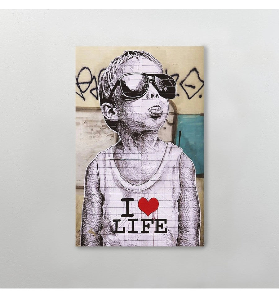 cuadro decorativo i love life de Banksy grafiti