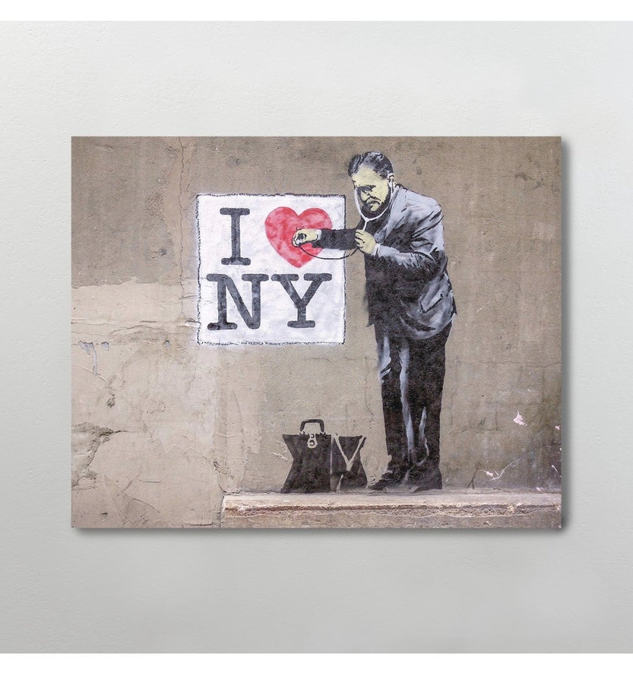 cuadro Banksy I love NY moderno grafiti para sala recamara comedor consultorio