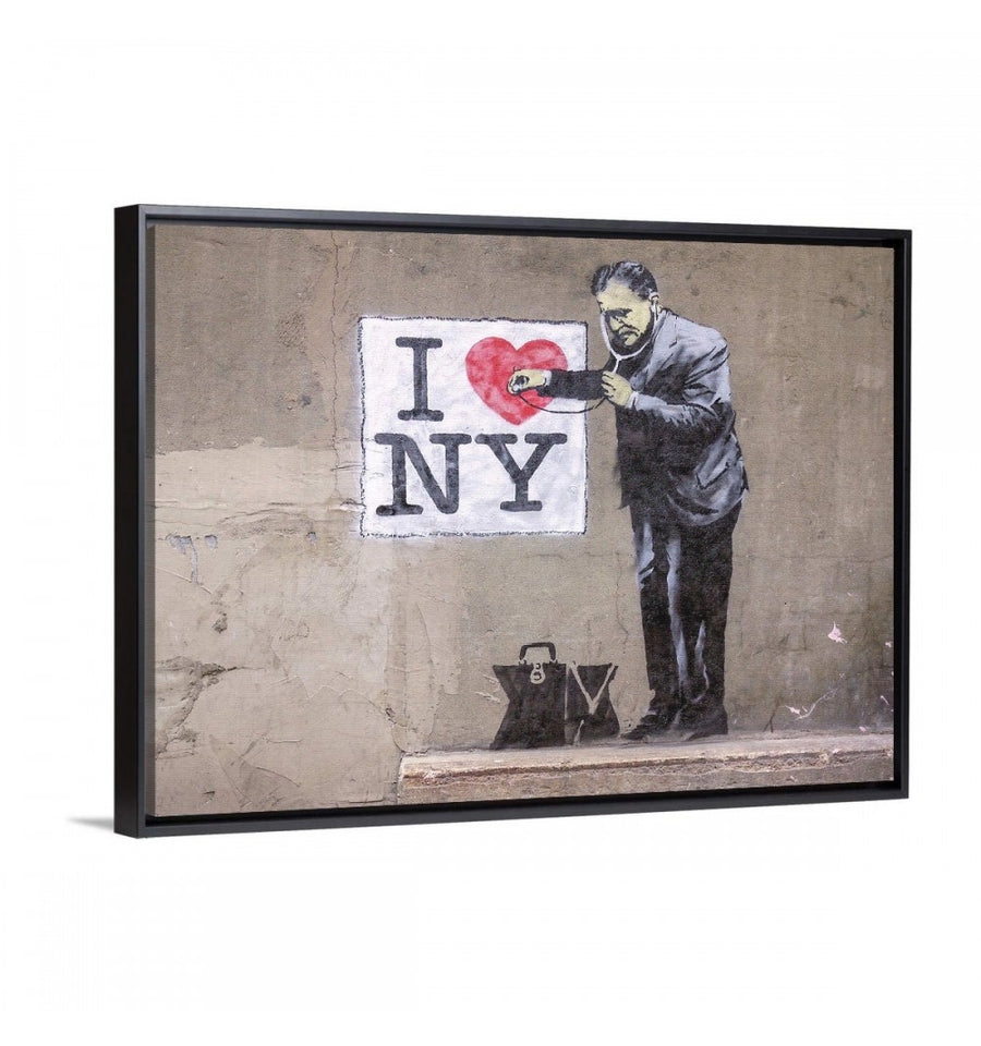 cuadro decorativo Banksy I love NY enmarcado