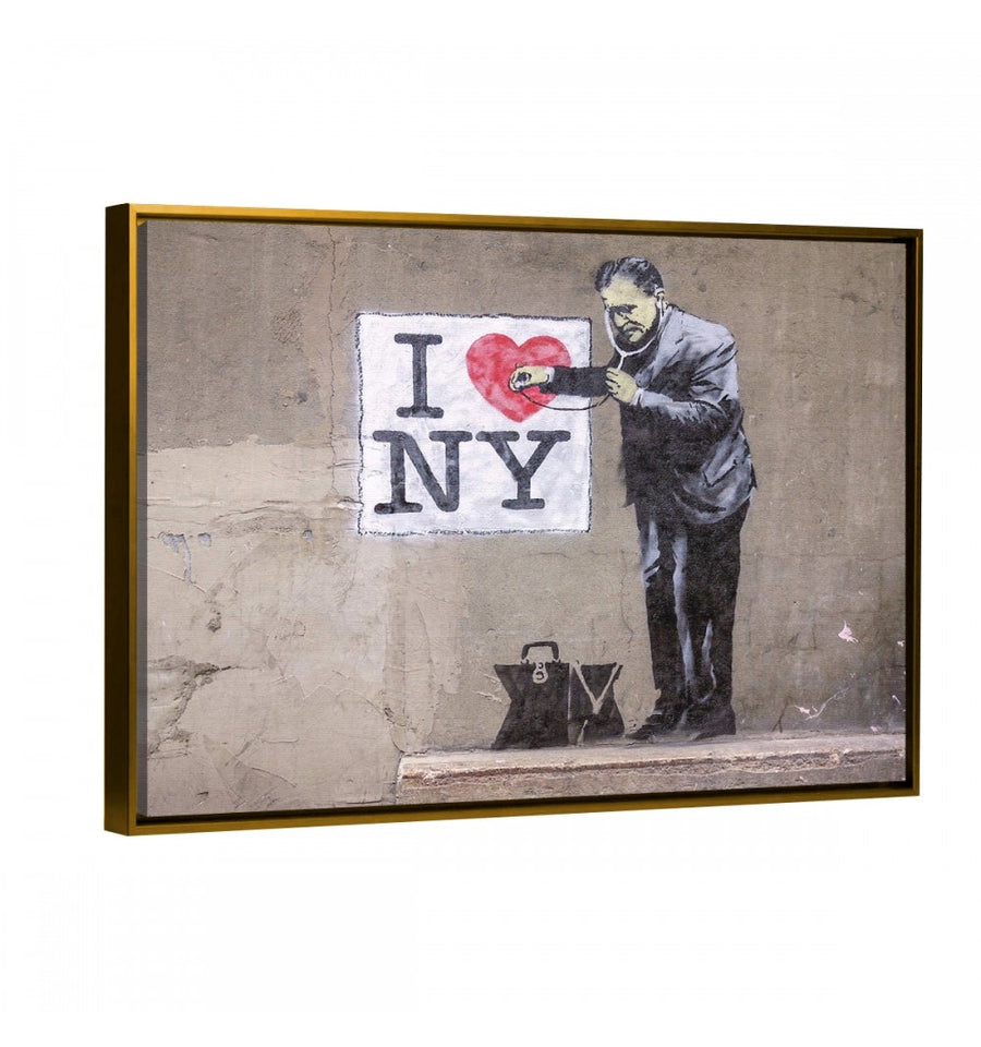 cuadro Banksy I love NY con moldura flotante