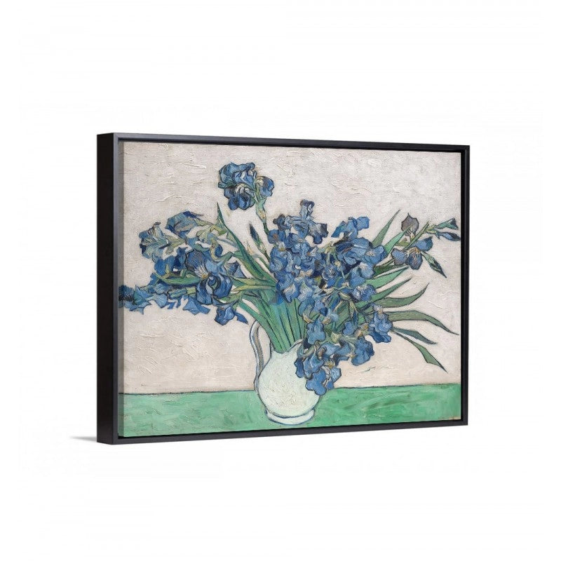 Cuadro decorativo irises de van gogh con marco flotante negro