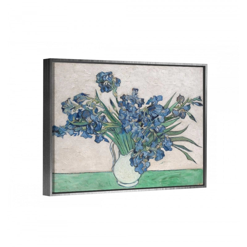 Cuadro decorativo irises de van gogh con marco flotante plata