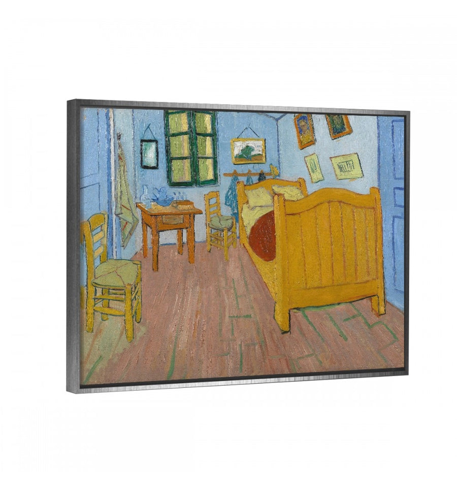 cuadro decorativo la habitación de van gogh con marco flotante plata