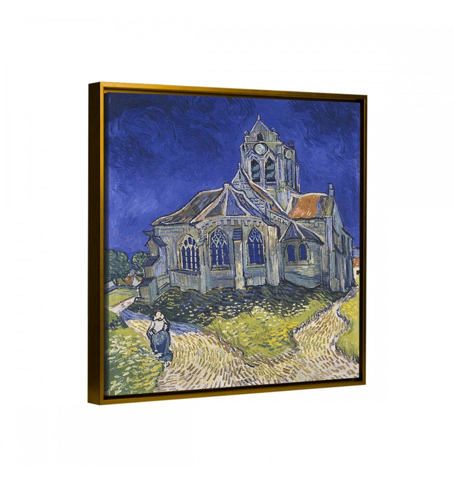 Cuadro canvas la iglesia de auvers de van gogh con marco flotante oro