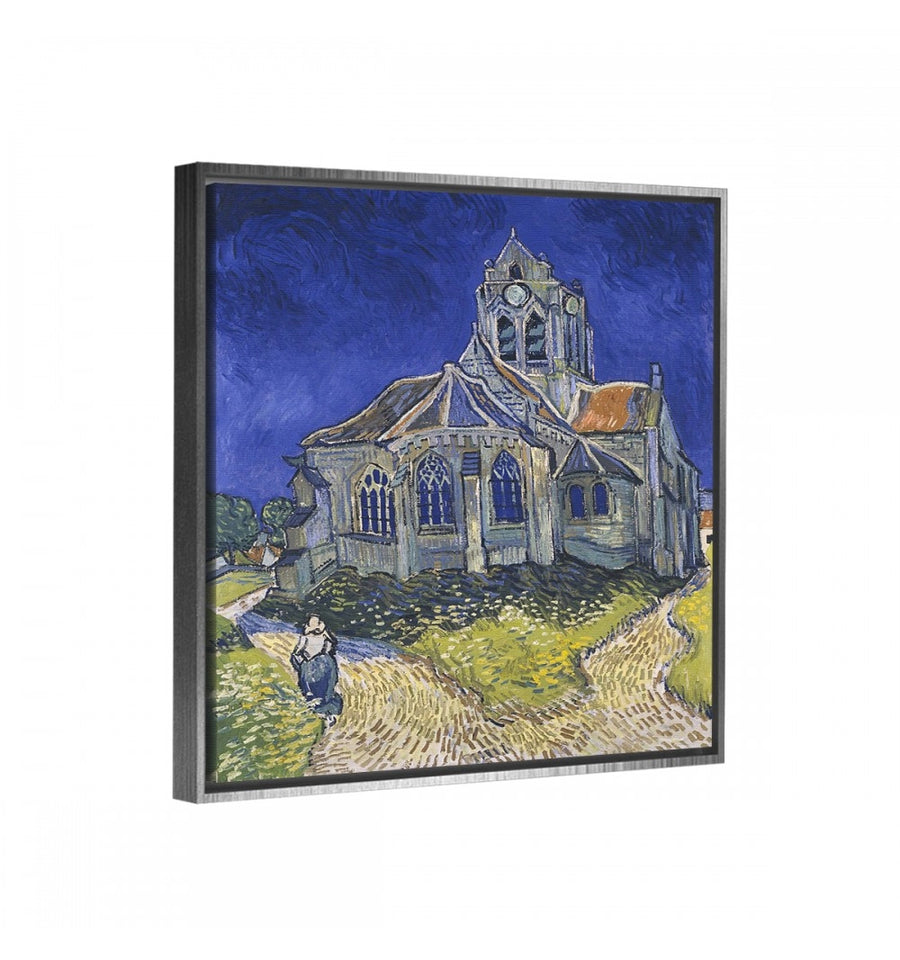 Cuadro canvas la iglesia de auvers de van gogh con marco flotante plata