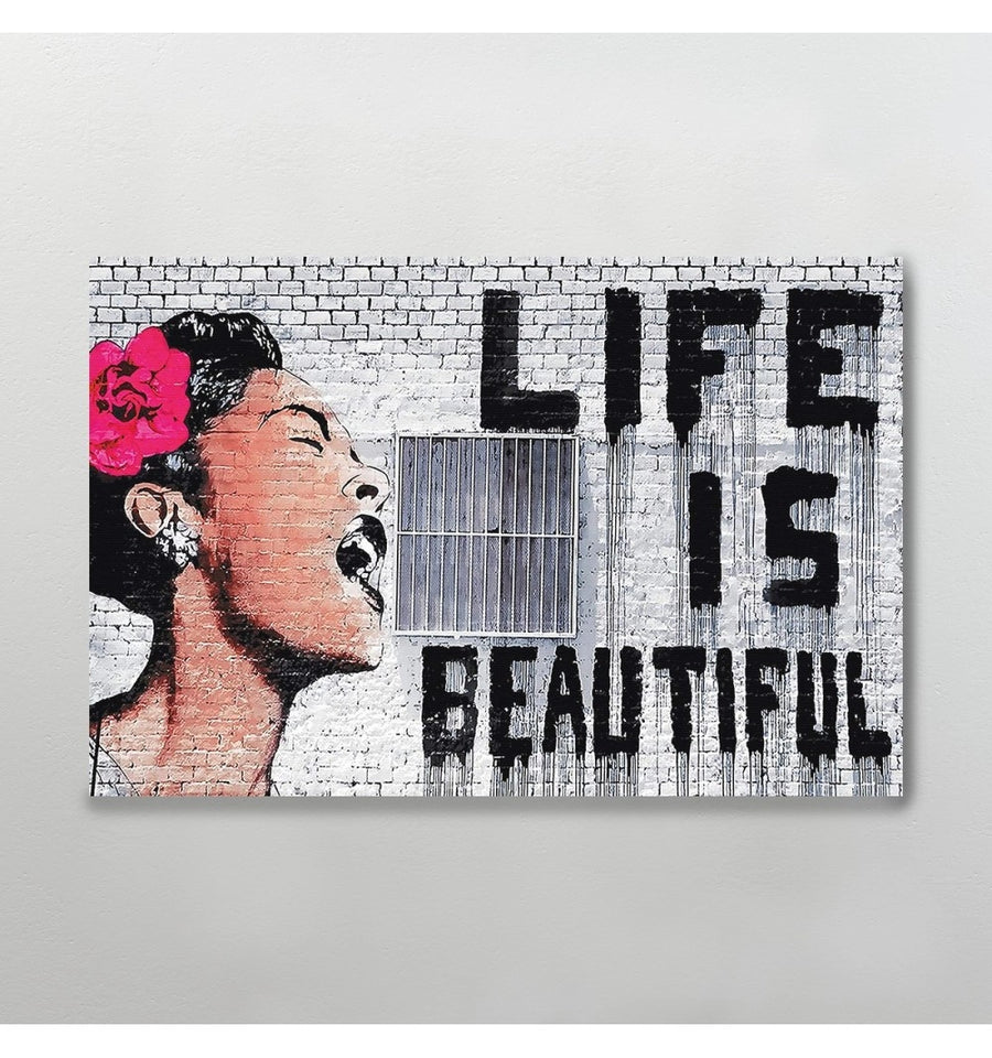 Cuadro life is beautiful de Banksy cuadro moderno arte callejera grafiti