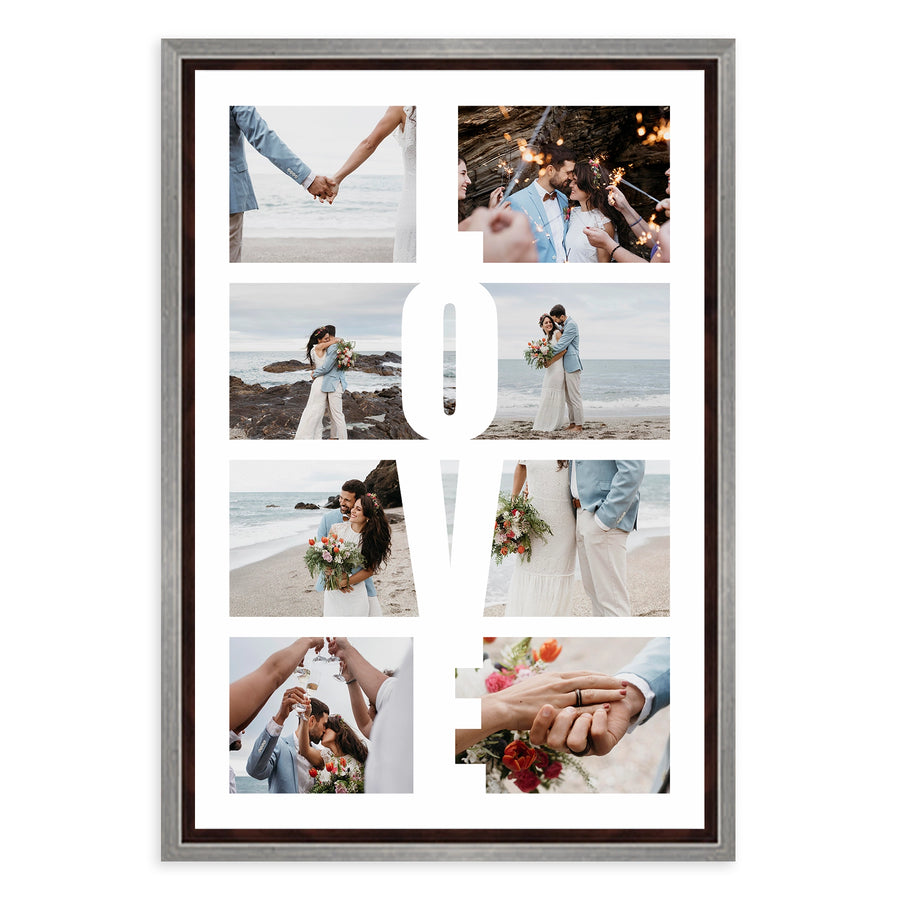 cuadro personalizado con fotos de boda amor pareja moderno con marco plata