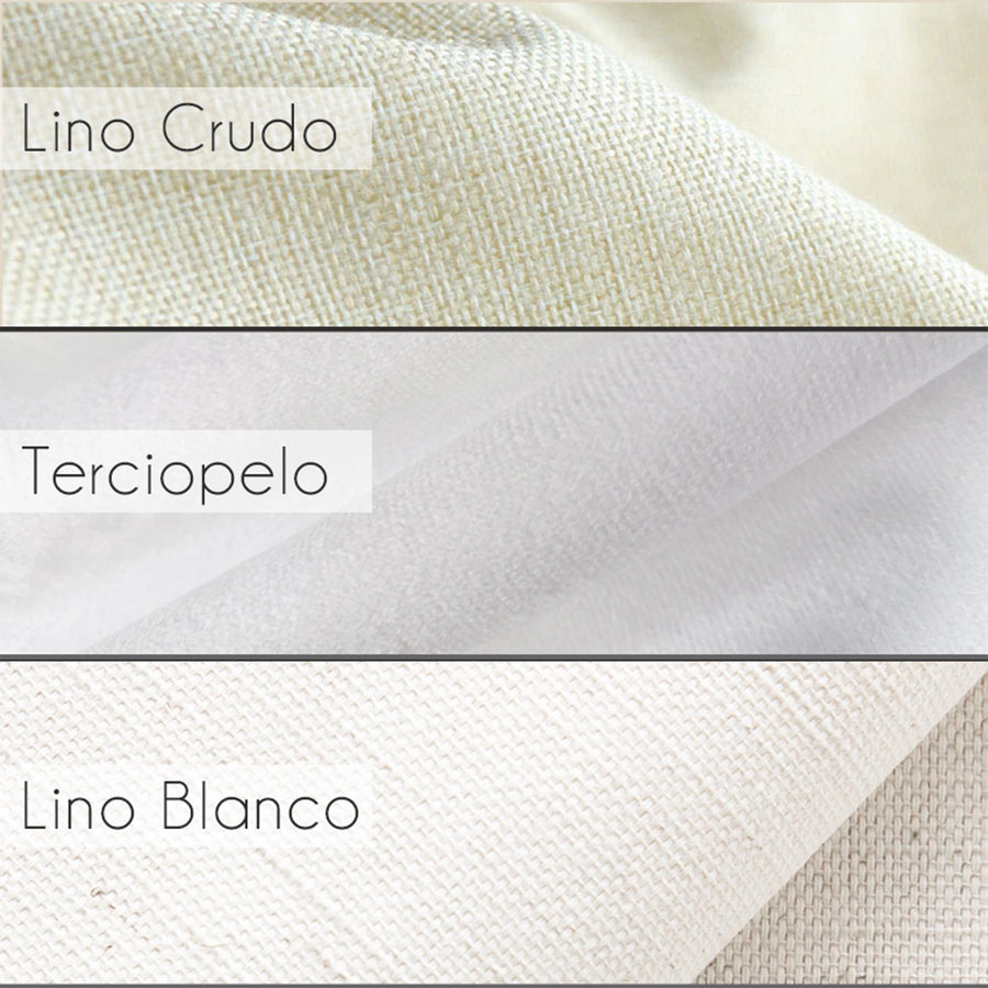 funda decorativa en lino crudo, terciopelo o lino blanco