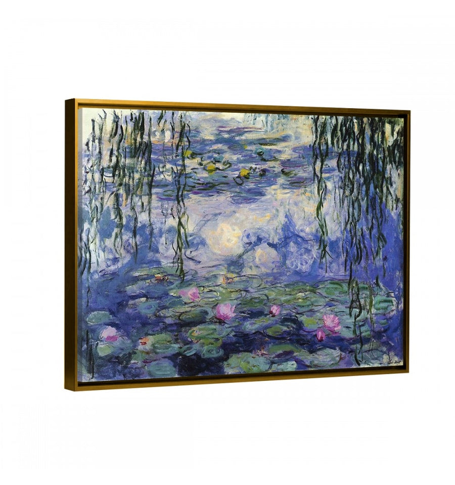 cuadro decorativo nenúfares de claude monet marco oro dorado