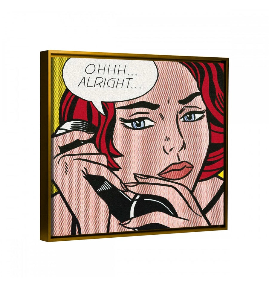  Cuadro decorativo Labios Pop - Roy Lichtenstein- marco dorado