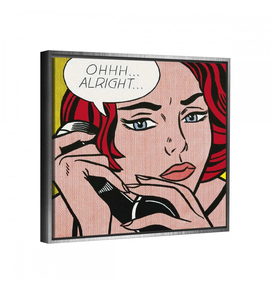  Cuadro decorativo Labios Pop - Roy Lichtenstein- marco plata