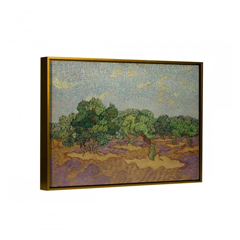 Cuadro olivos de van gogh enmarcado con marco flotante oro dorado