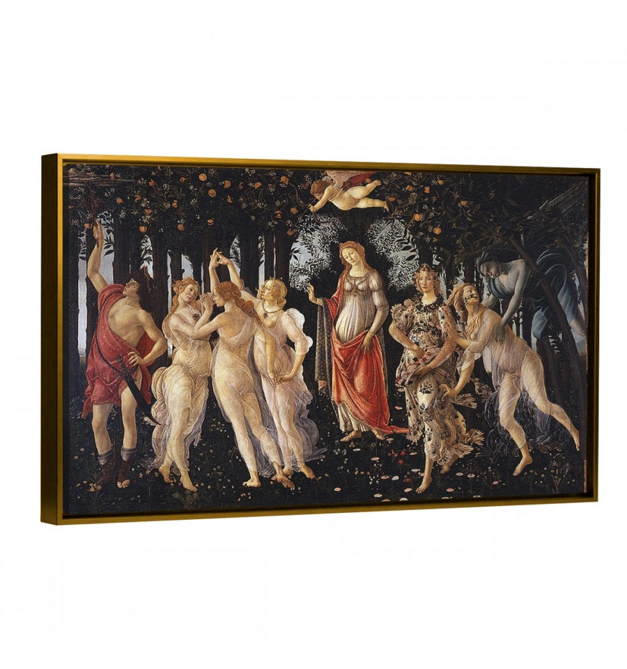 cuadro decorativo la primavera arte de botticelli con marco flotante