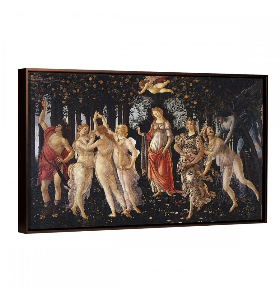 cuadro decorativo la primavera arte de botticelli con moldura flotante