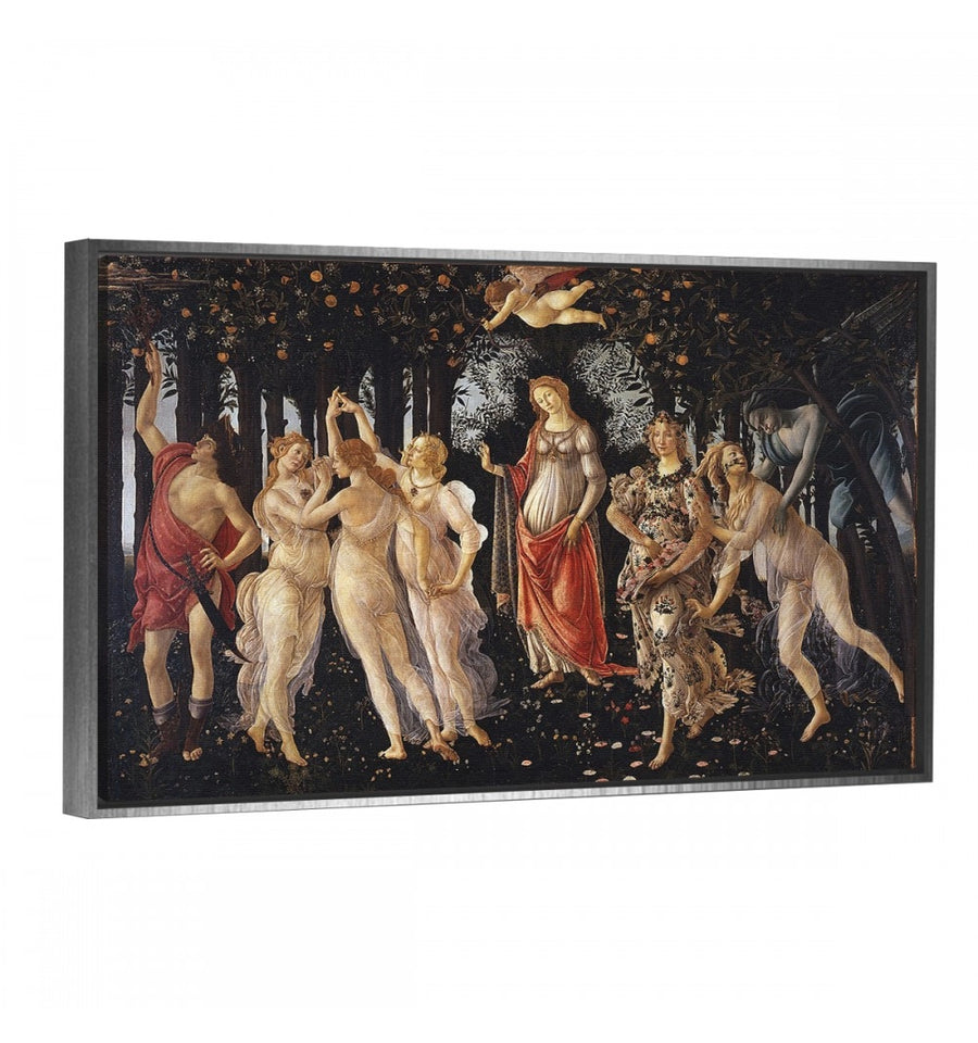 cuadro decorativo la primavera arte de botticelli con moldura plata