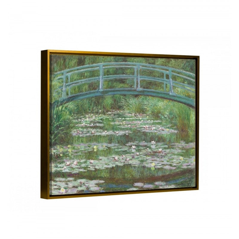 Canvas decorativo puente japone de claude monet con enmarcado flotante oro dorado