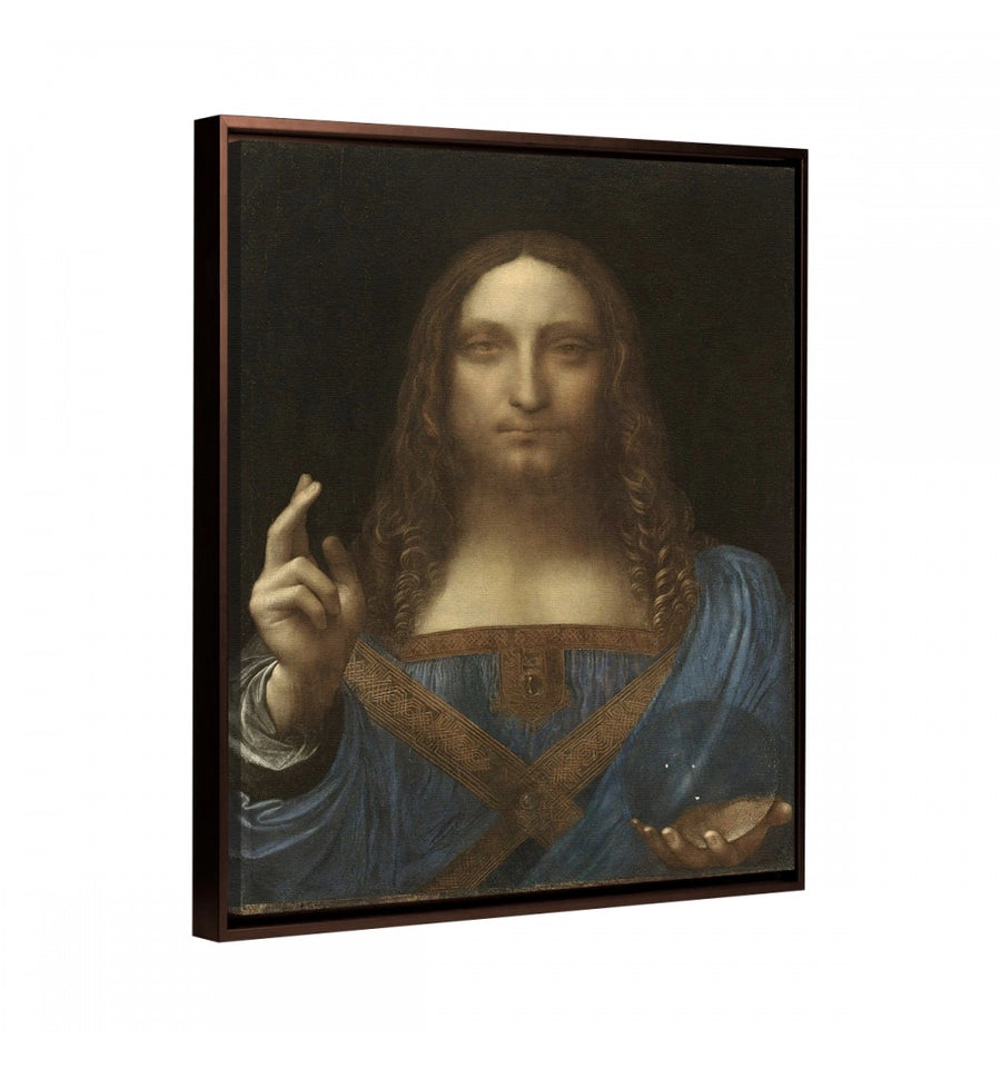 cuadro salvator mundi leonardo da vinci con marco chocolate