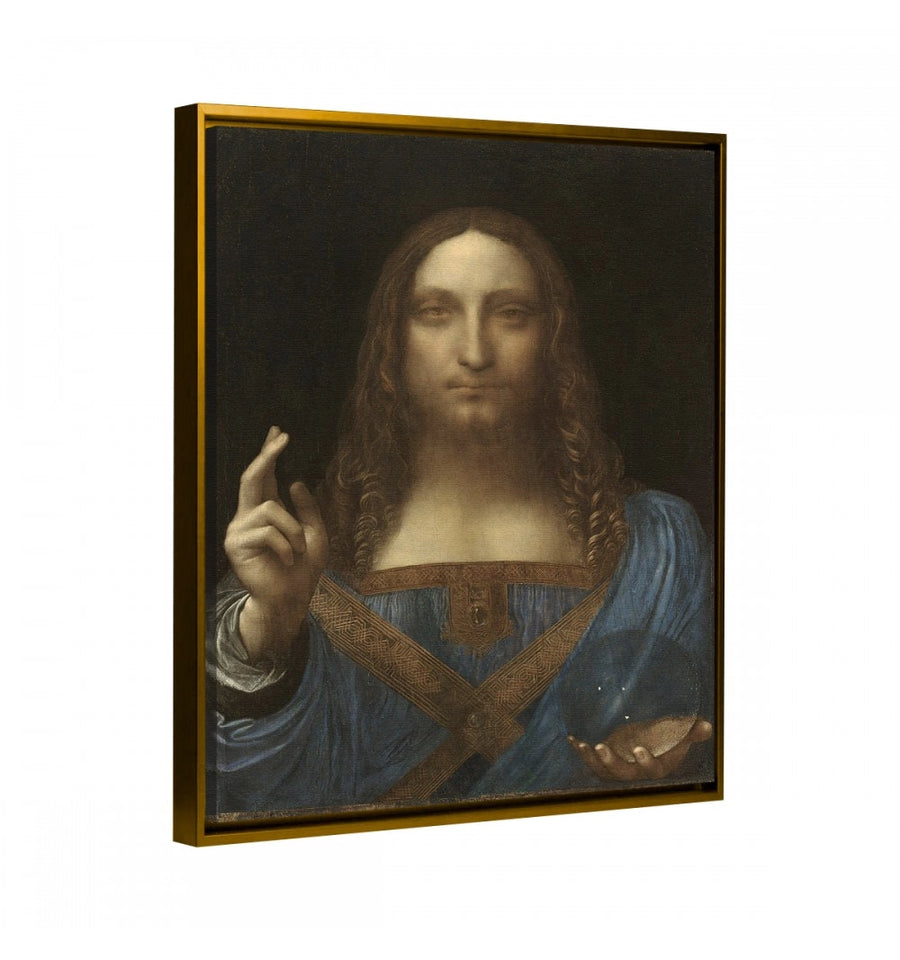 cuadro salvator mundi leonardo da vinci con marco flotante oro dorado