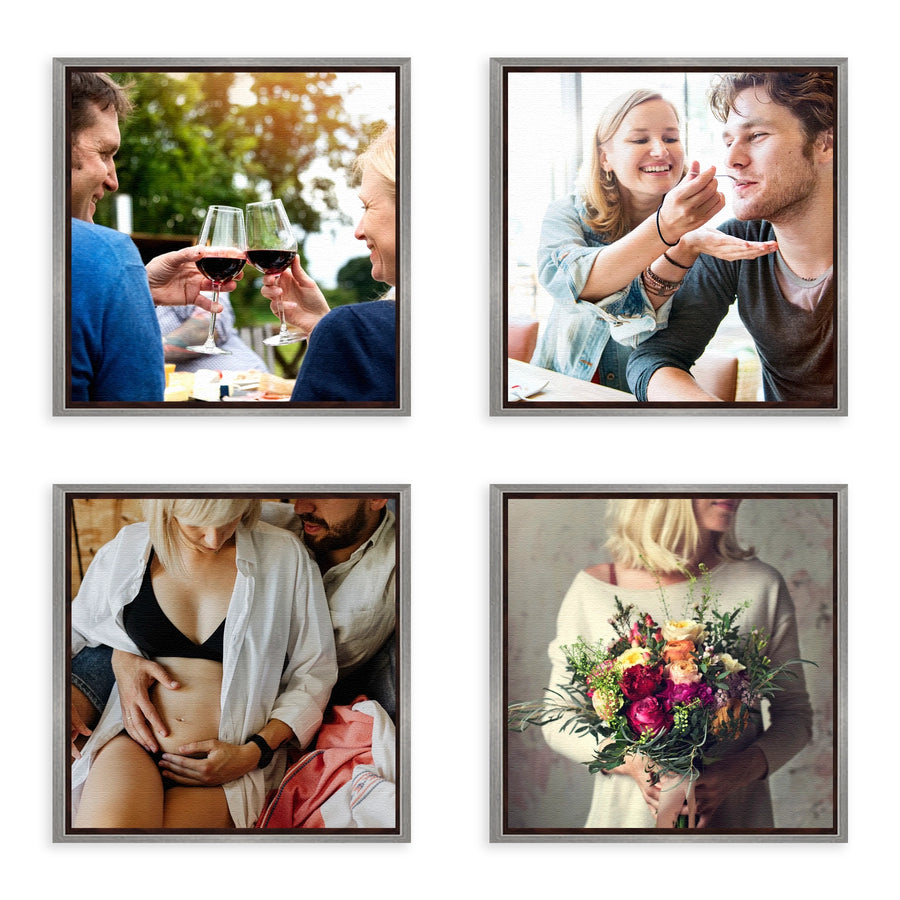 cuadros decorativos con fotos personalizado set moderno enmarcado con marco plata