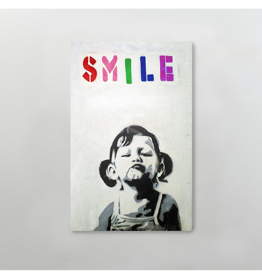 Cuadro decorativo smile niña de Banksy cuadro para sala