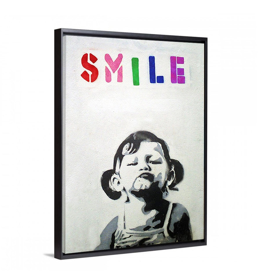 Cuadro decorativo smile de Banksy con marco