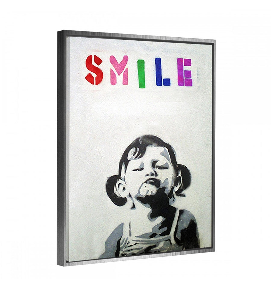 Cuadro decorativo smile de Banksy enmarcado