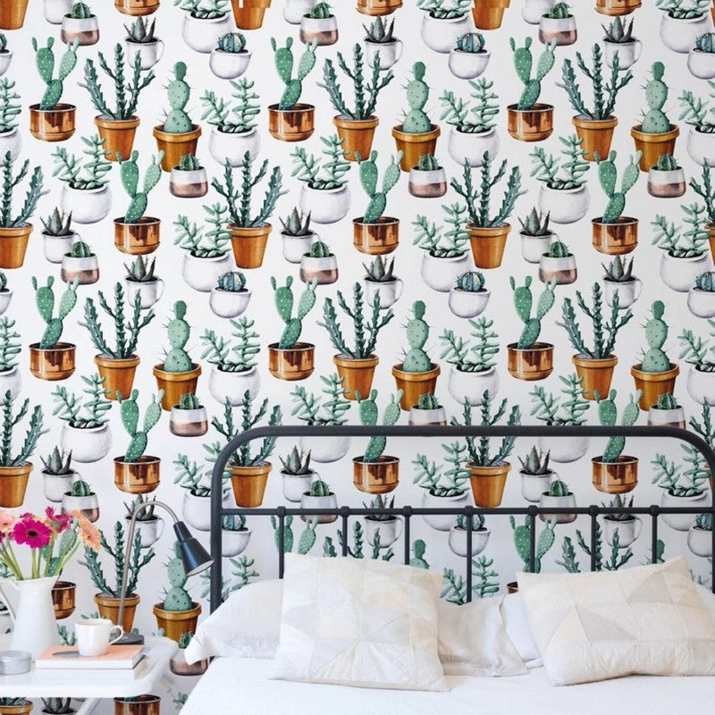 Papel adhesivo para pared de suculentas cactus