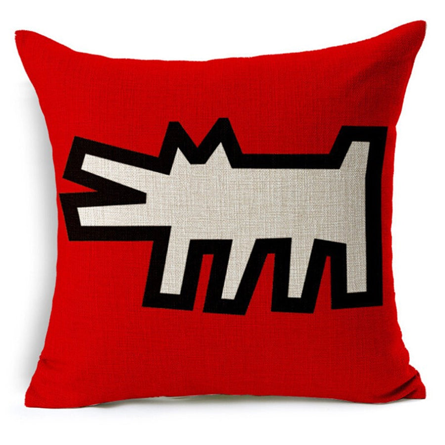 Red Dog cojín decorativo Keith haring en lino crudo