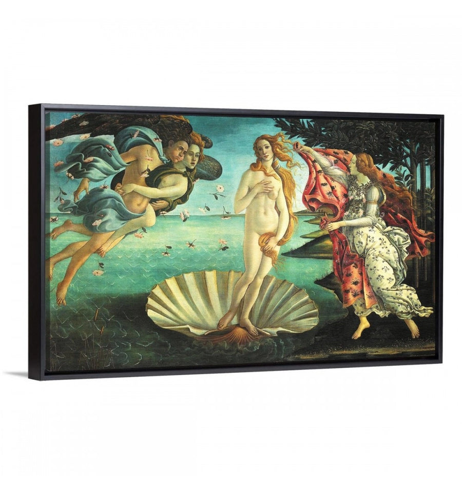 el nacimiento de venus de botticelli con marco negro