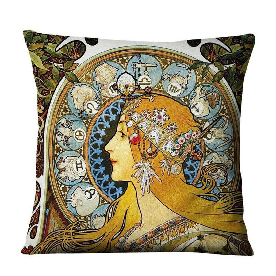 Cojin decorativo zodiaco Mucha Vintage